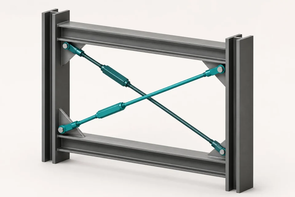 Concept illustration of tension-only cross-bracing with separate crossing planes