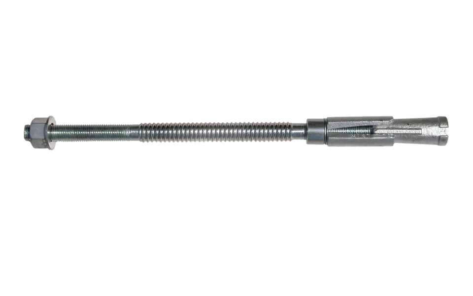 Manufacturer product image of a mechanical rock-anchor rod with expansion head and bearing plate