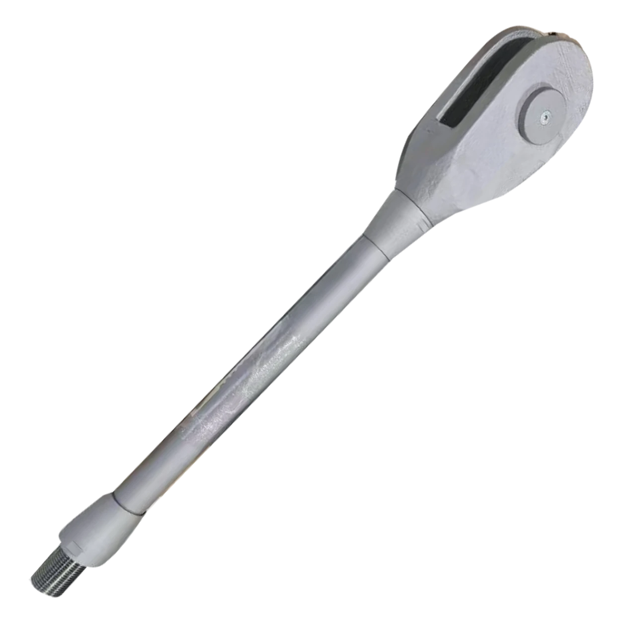 Photograph: tension rod with a clevis end and threaded shank