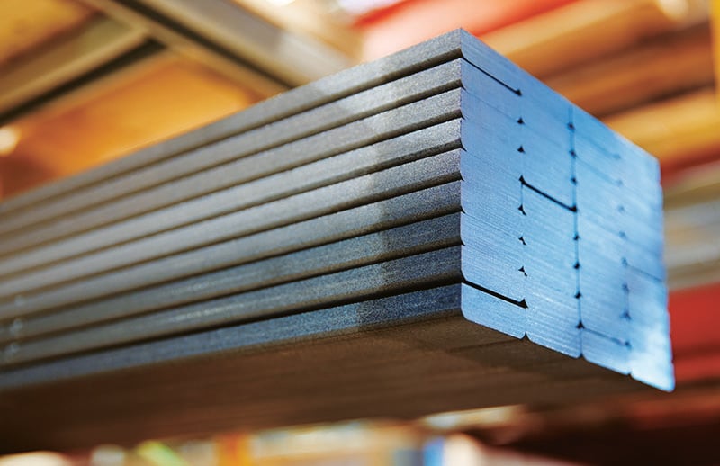 Flat steel bar stock prepared for component manufacturing