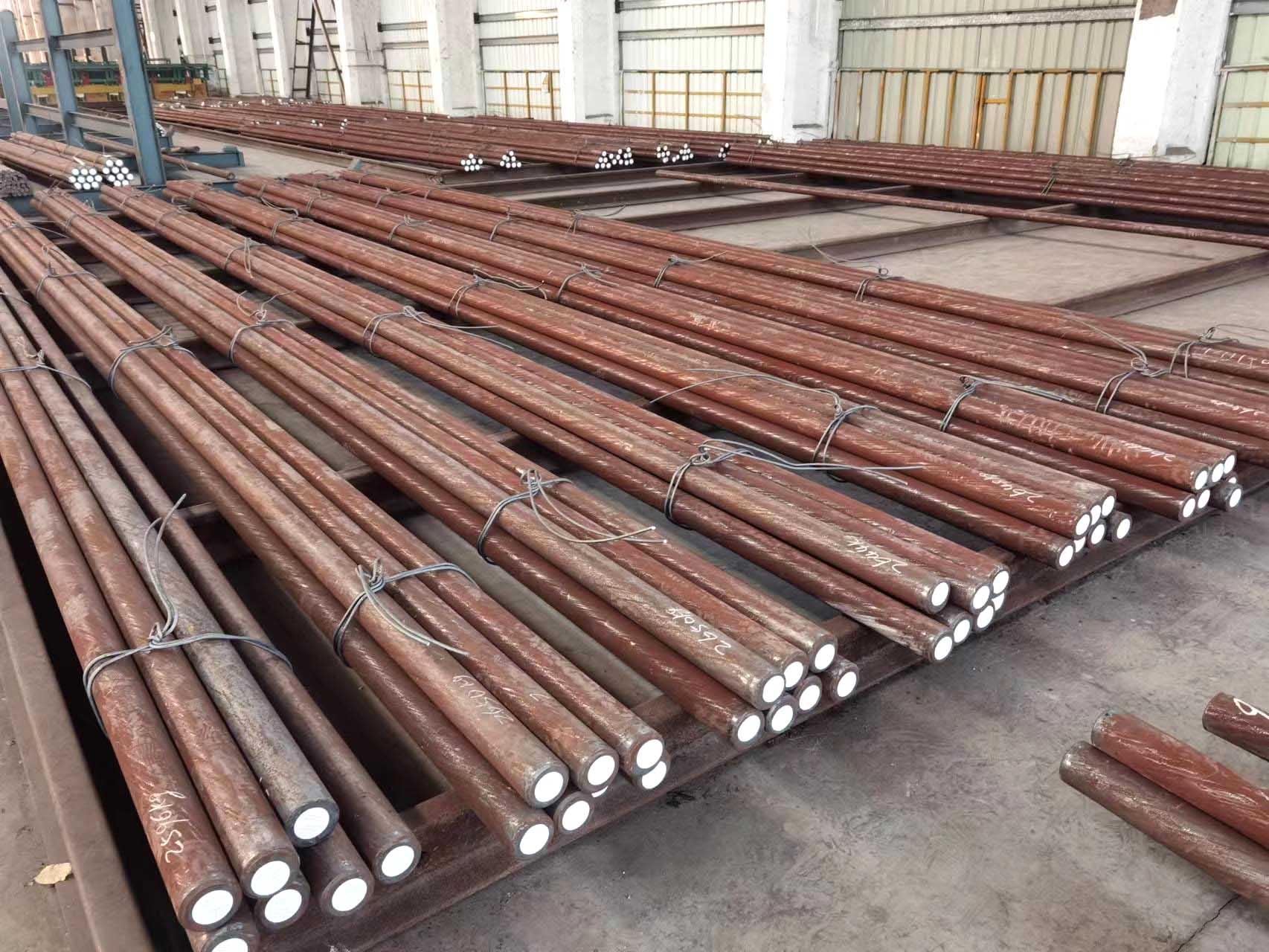 Finished steel round bars shown as physical context