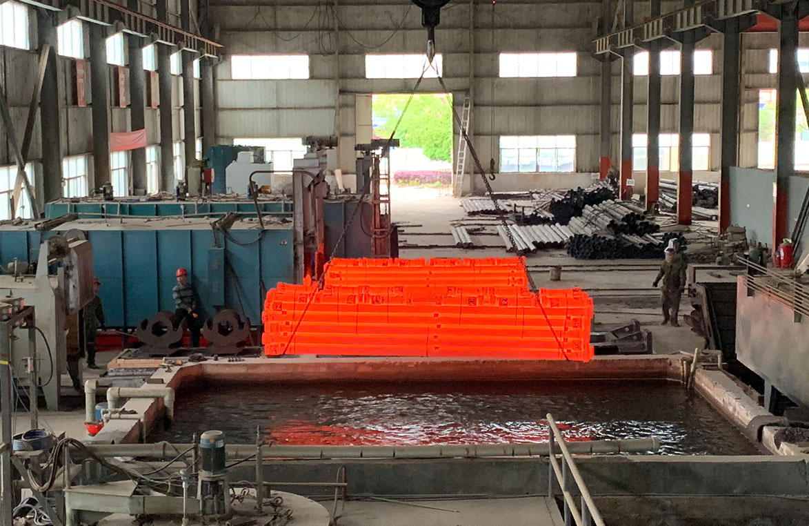 Steel bars during heat treatment