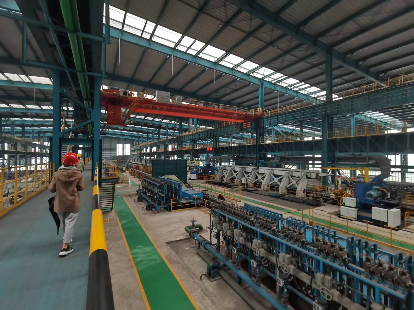 Steel production line inside a mill facility