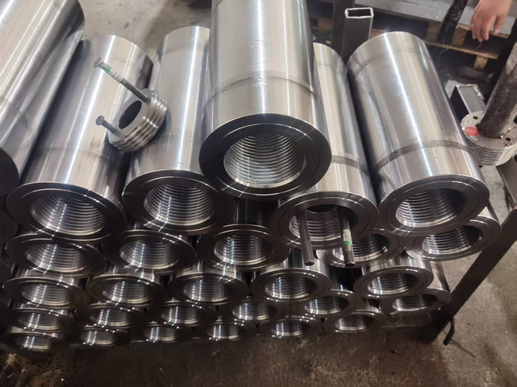 JOTAIN machined threaded sleeves used as heavy industrial connection components